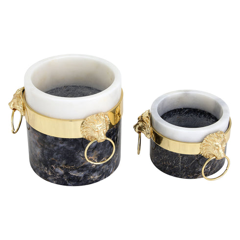 Lion Head Marble Candle Holder Set 2