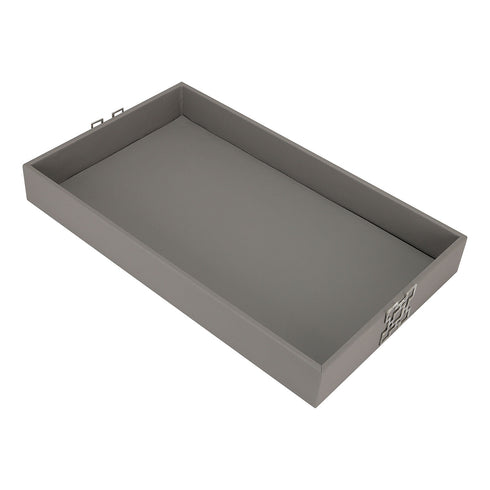 Grey Leather Tray - Geo Silver