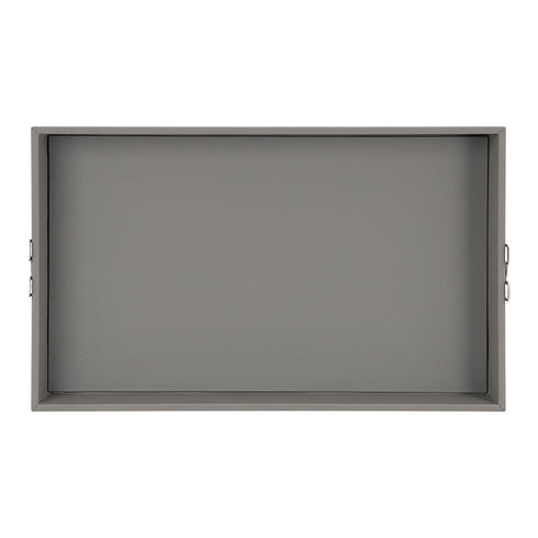 Grey Leather Tray - Geo Silver
