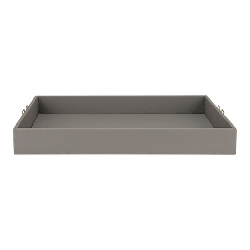 Grey Leather Tray - Geo Silver