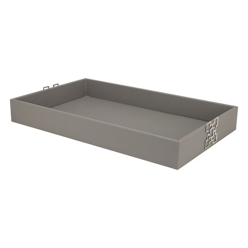 Grey Leather Tray - Geo Silver
