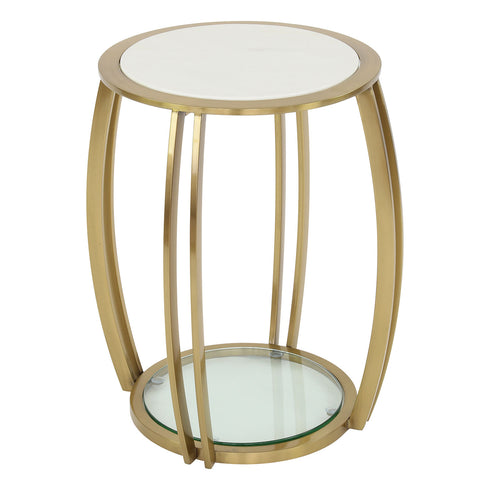 Scarlett Gold & White Marble Side Table