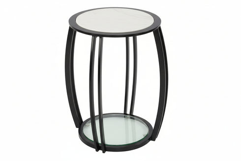 Scarlett Gunmetal Black & White Marble Side Table