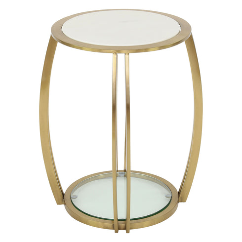 Scarlett Gold & White Marble Side Table