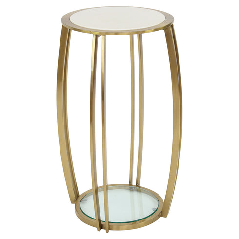 Scarlett Gold & White Marble Side Table
