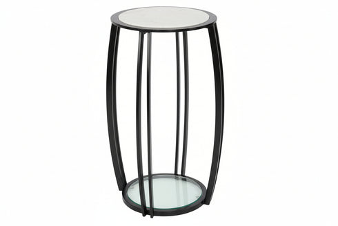 Scarlett Gunmetal Black & White Marble Side Table