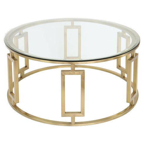 Ovada Coffee Table - Gold & Clear Glass