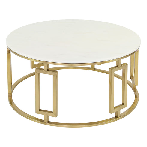 Ovada Coffee Table - Gold & White Marble