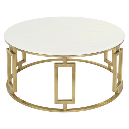 Ovada Coffee Table - Gold & White Marble
