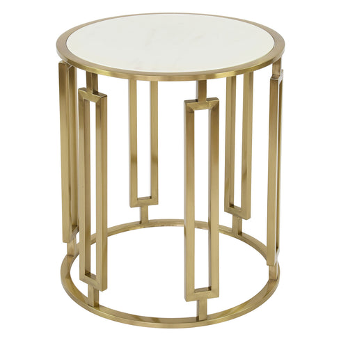 Ovada Top Side Table - Gold & White Marble