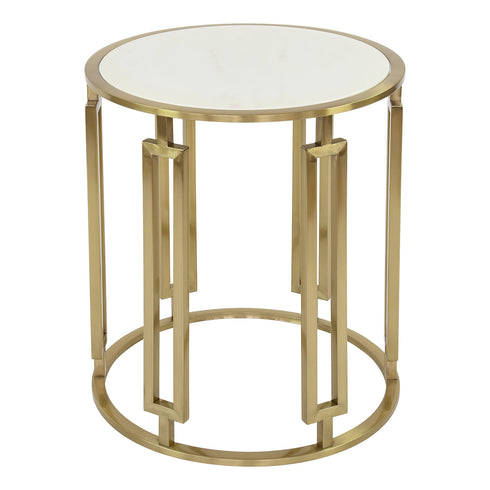 Ovada Top Side Table - Gold & White Marble
