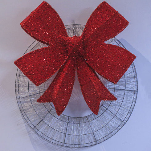 Dewdrop Light Up Wreath with Red Velvet Bow 97cm
