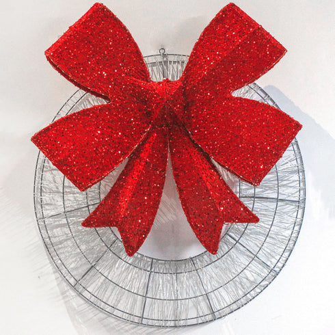 Dewdrop Light Up Wreath with Red Velvet Bow 97cm