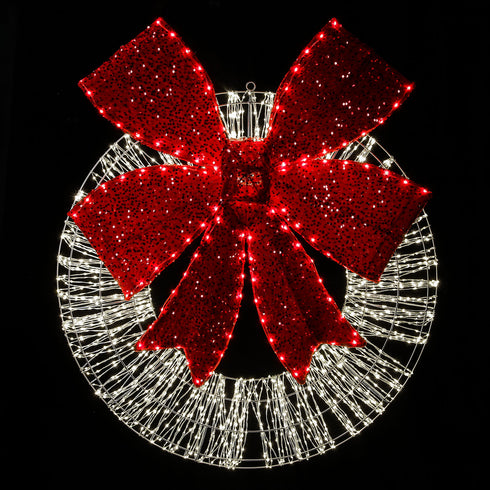 Dewdrop Light Up Wreath with Red Velvet Bow 97cm