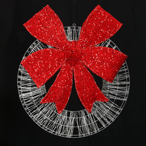 Dewdrop Light Up Wreath with Red Velvet Bow 97cm
