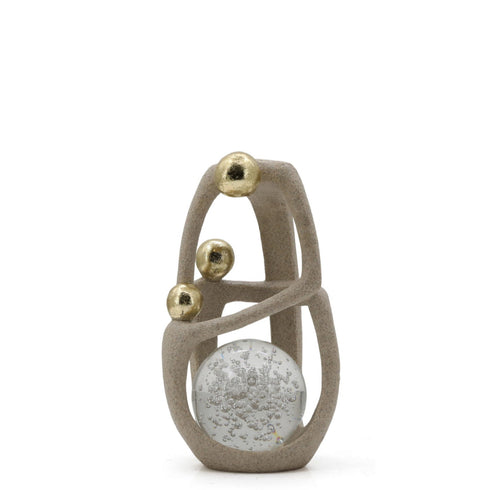 Taupe & Gold Abstract Sculpture