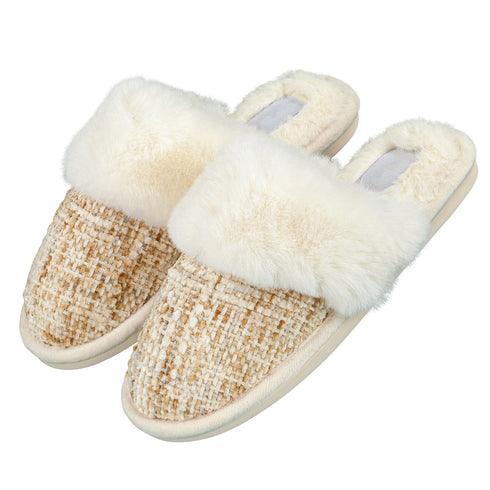 Faux Fur Mule Slipper - Black