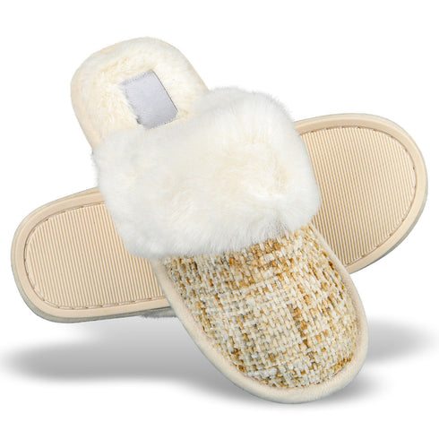 Faux Fur Mule Slipper - White
