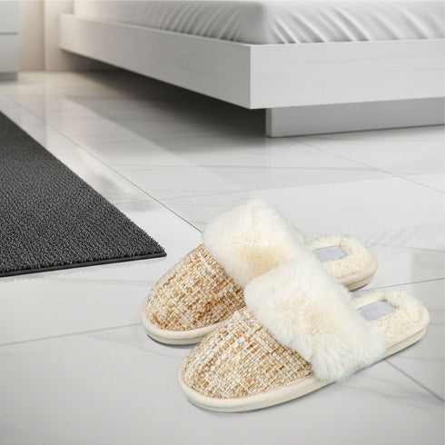 Faux Fur Mule Slipper - Cream