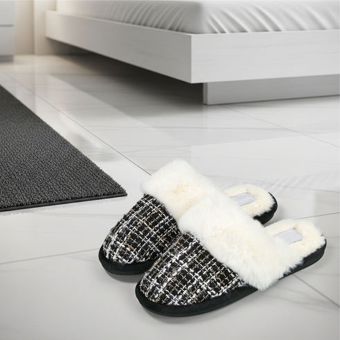 Faux Fur Mule Slipper - Black