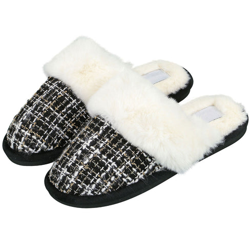 Faux Fur Mule Slipper - Black