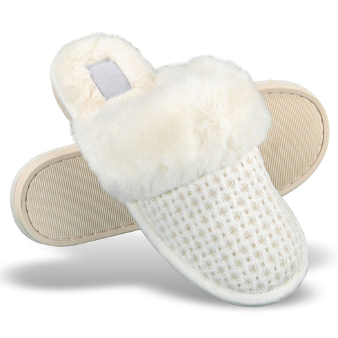 Faux Fur Mule Slipper - White