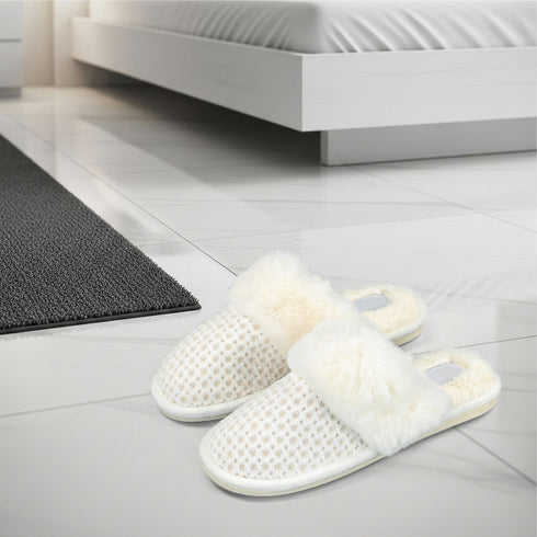 Faux Fur Mule Slipper - Grey