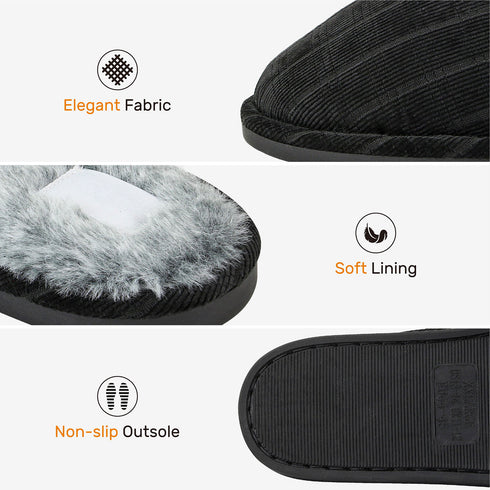 Mens Slip On Faux Fur Mule Slipper - Grey