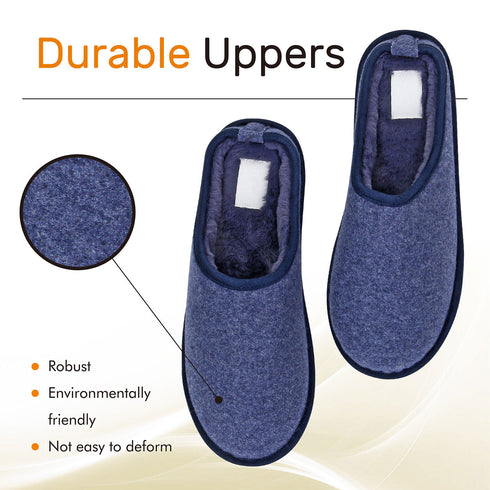 Mens Slip On Fleece Faux Fur Mule Slipper - Grey