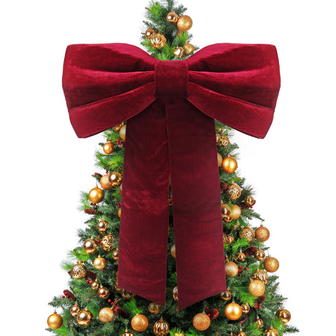 Burgundy Velvet Bow - XL
