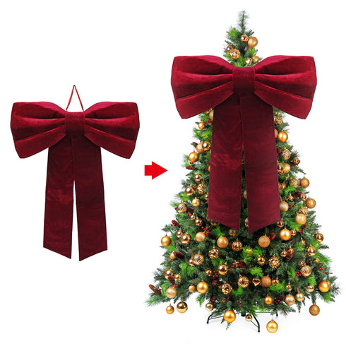 Burgundy Velvet Bow - XL