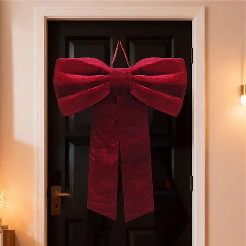 Burgundy Velvet Bow - XL
