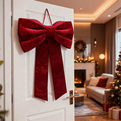 Burgundy Velvet Bow - XL