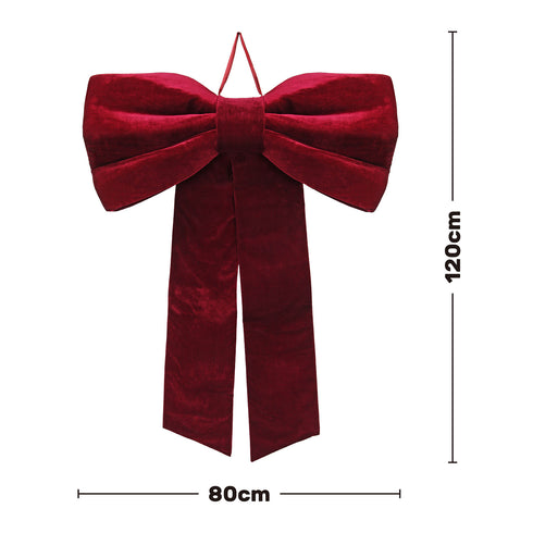 Burgundy Velvet Bow - XL