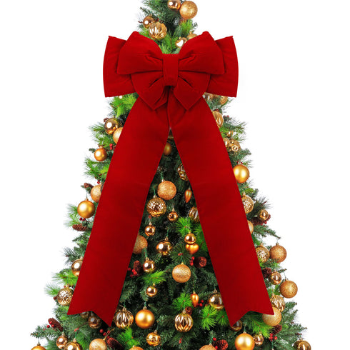 Red Double Loop Large Velvet Bow