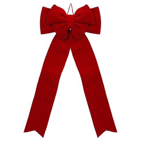Red Double Loop Large Velvet Bow