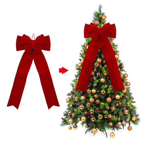 Red Double Loop Large Velvet Bow