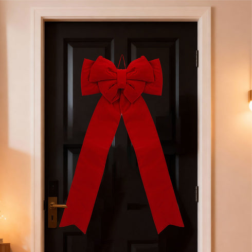 Red Double Loop Large Velvet Bow