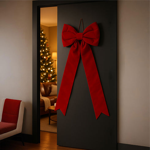 Red Double Loop Large Velvet Bow