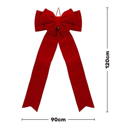 Red Double Loop Large Velvet Bow