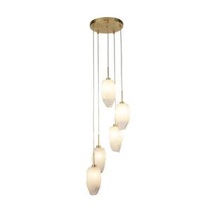 Rossie 5 light Multi Drop Pendant - Satin Brass & Glass