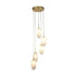 Rossie 5 light Multi Drop Pendant - Satin Brass & Glass