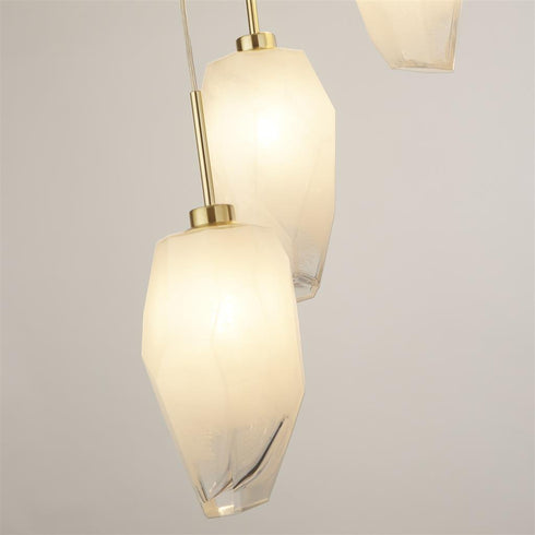 Rossie 5 light Multi Drop Pendant - Satin Brass & Glass