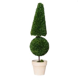 Potted Cone & Ball Faux Boxwood Topiary