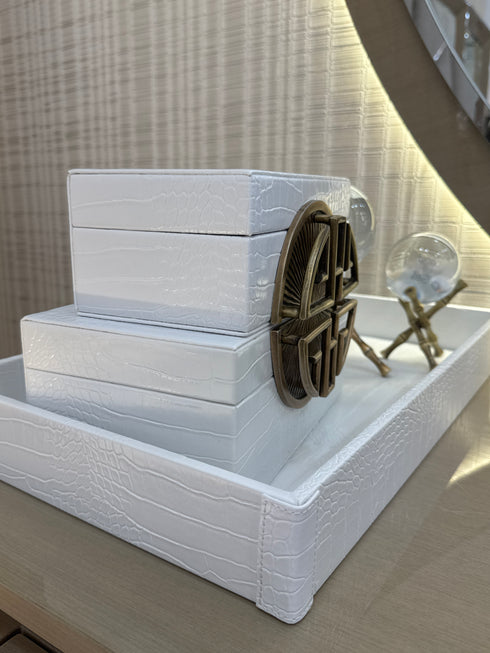 Leather Tray - White