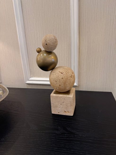 Travertine Brass Bubble Decoration