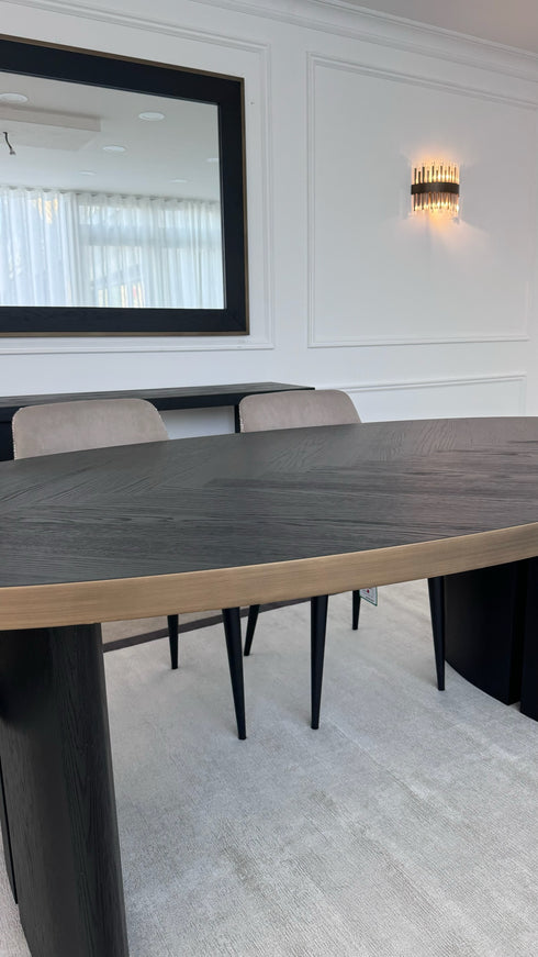 Denny Oval 6 Seater Dining Table - Oak Black