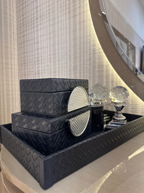 Wicker Pattern Tray - Black