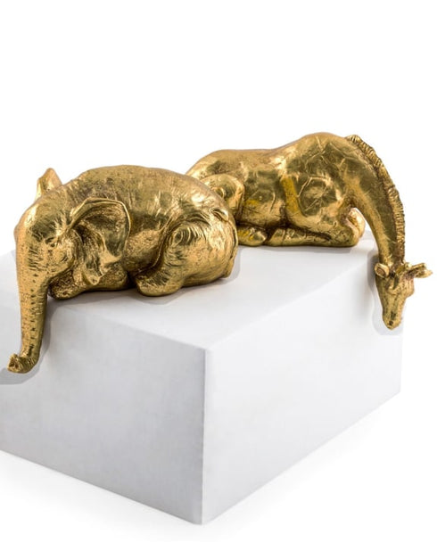 Set of 2 Gold Giraffe & Elephant Ornaments