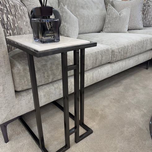 Mila Sofa Table - Gunmetal Black & White Marble
